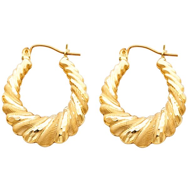 14KY Fancy Hollow Hoop Earrings