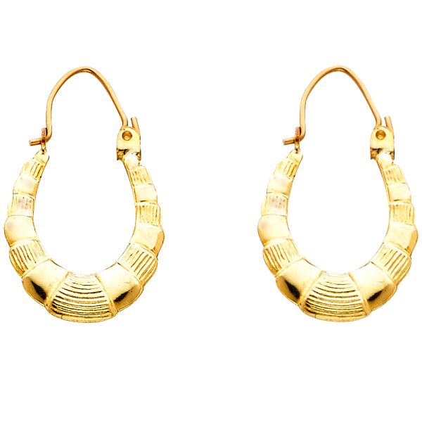 14KY Fancy Hollow Hoop Earrings