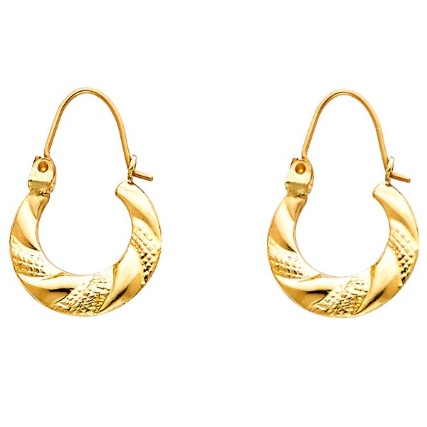 14KY Fancy Hollow Hoop Earrings