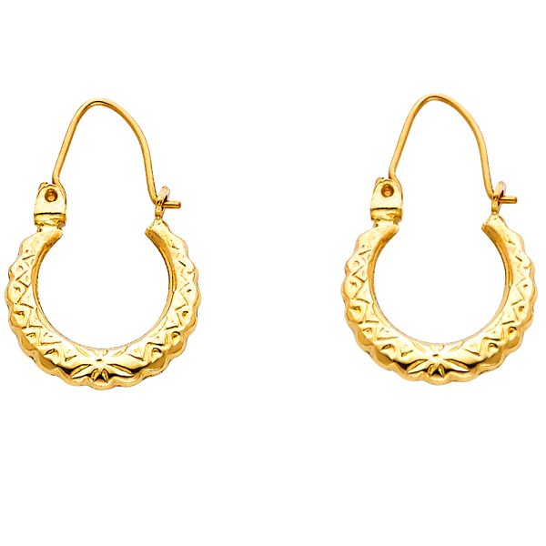 14KY Fancy Hollow Hoop Earrings