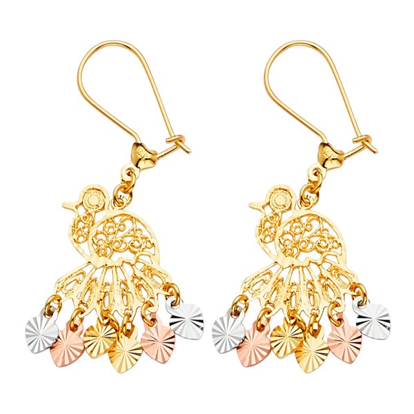 14K 3C DC Chandelier Hanging Earrings