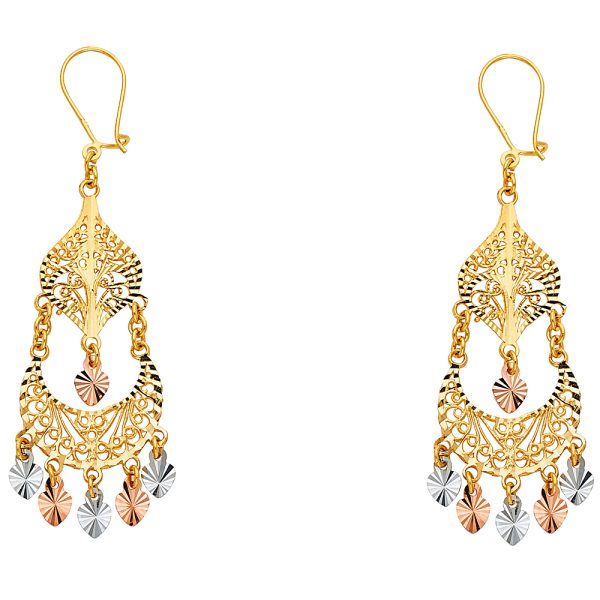 14K 3C DC Chandelier Hanging Earrings