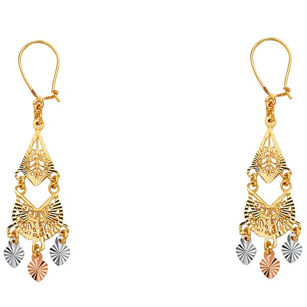 14K 3C DC Chandelier Hanging Earrings