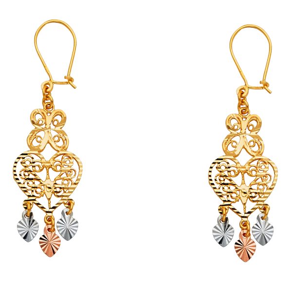 14K 3C DC Chandelier Hanging Earrings