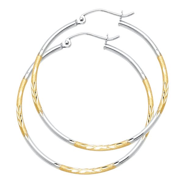 14K 2T Budded DC Hoop Earrings