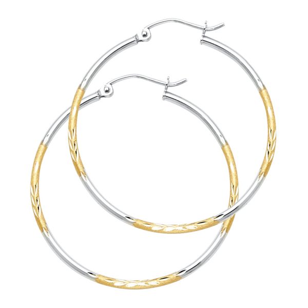 14K 2T Budded DC Hoop Earrings