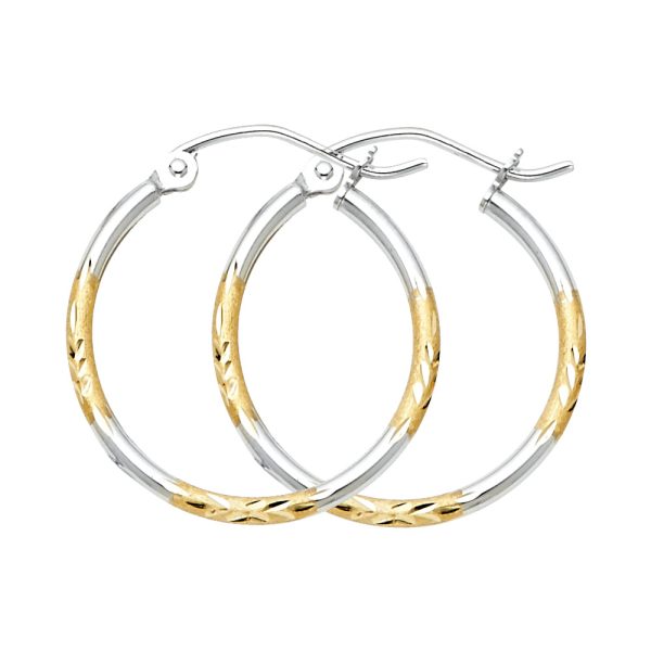 14K 2T Budded DC Hoop Earrings