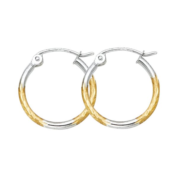 14K 2T Budded DC Hoop Earrings