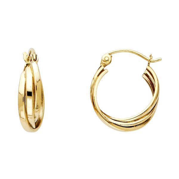 14KY 3 Line Hoop Earrings