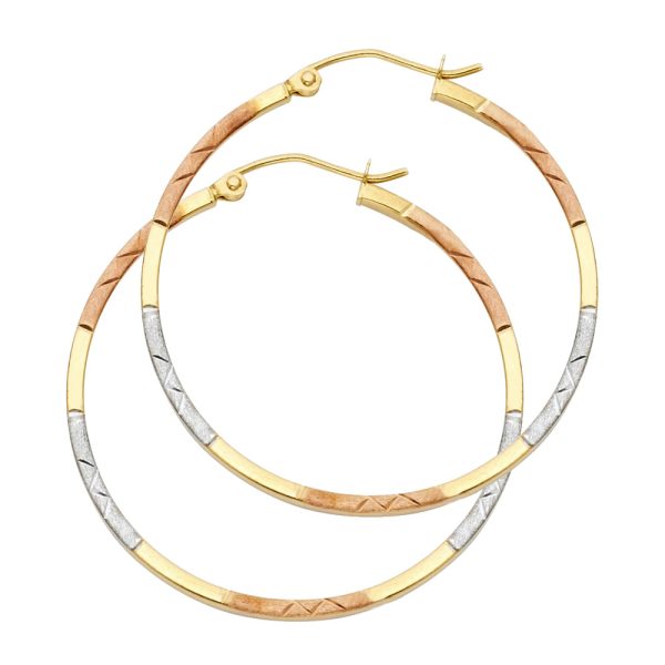 14K 3C DC Square Hoop Earrings