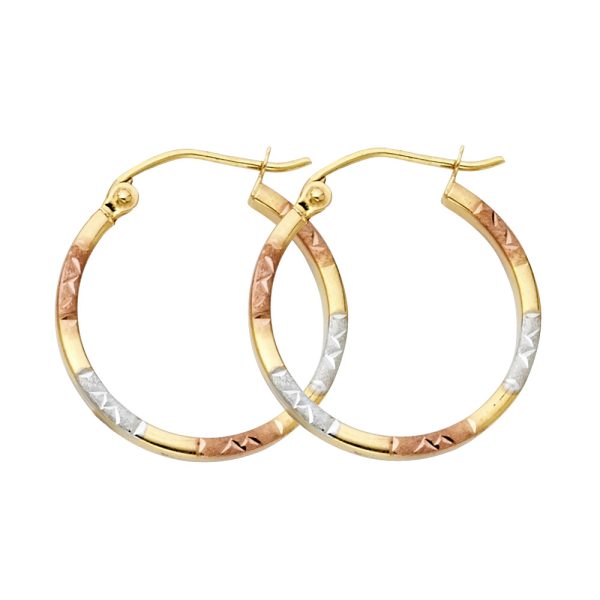 14K 3C DC Square Hoop Earrings