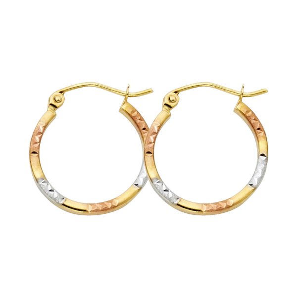 14K 3C DC Square Hoop Earrings