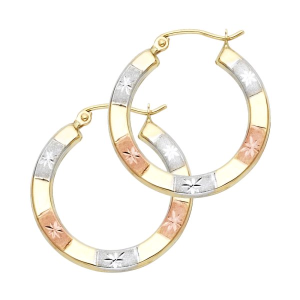 14K 3C DC Hoop Earrings