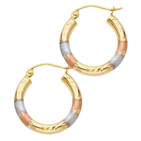 14K 3C DC Hoop Earrings