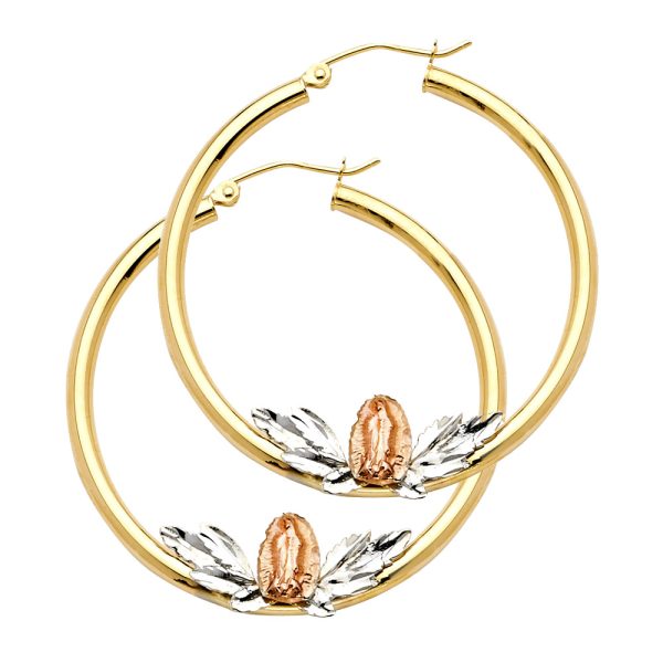 14K 3C Guadalupe Hoop Earrings