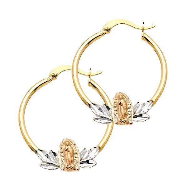 14K 3C Guadalupe Hoop Earrings