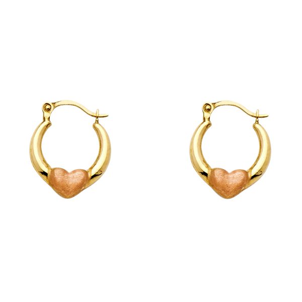 14K 2T Heart Hoop Earrings