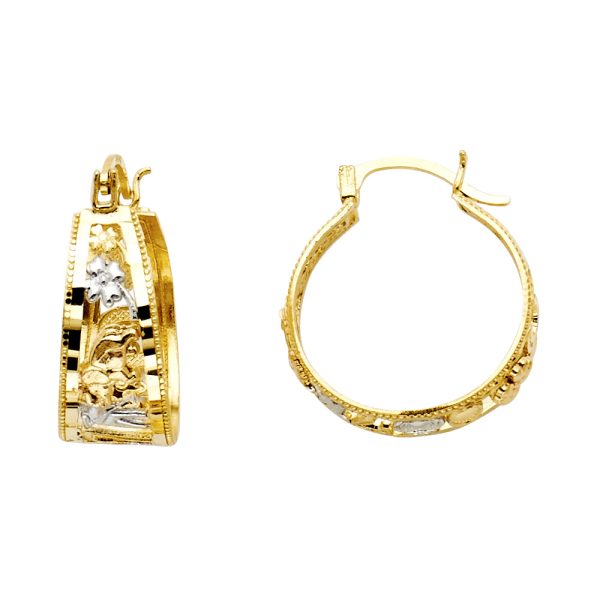 14K 2T Lucky Hoop Earrings