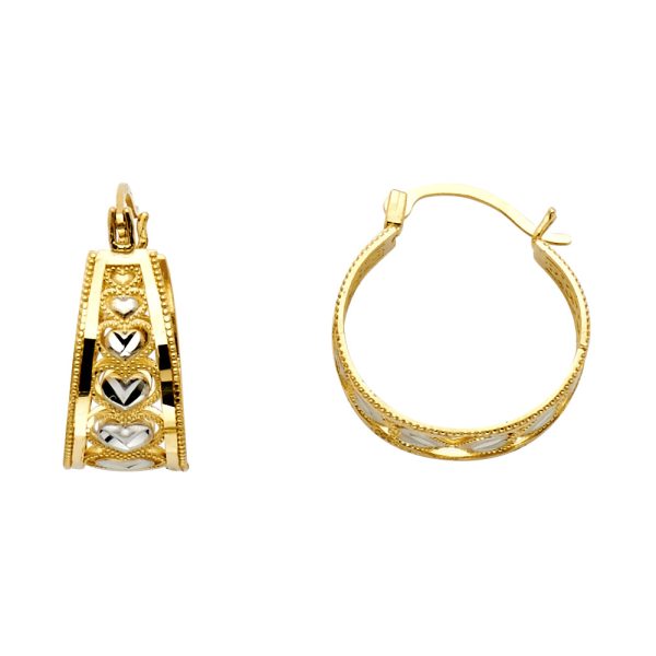 14K 2T Heart Hoop Earrings