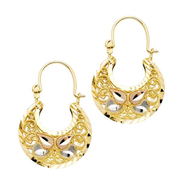 14K 3C Flower Basket Earrings