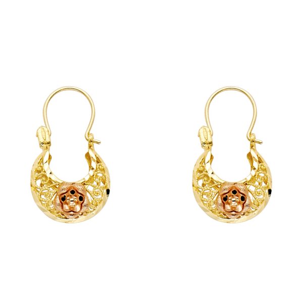 14K 2T Flower Basket Earrings