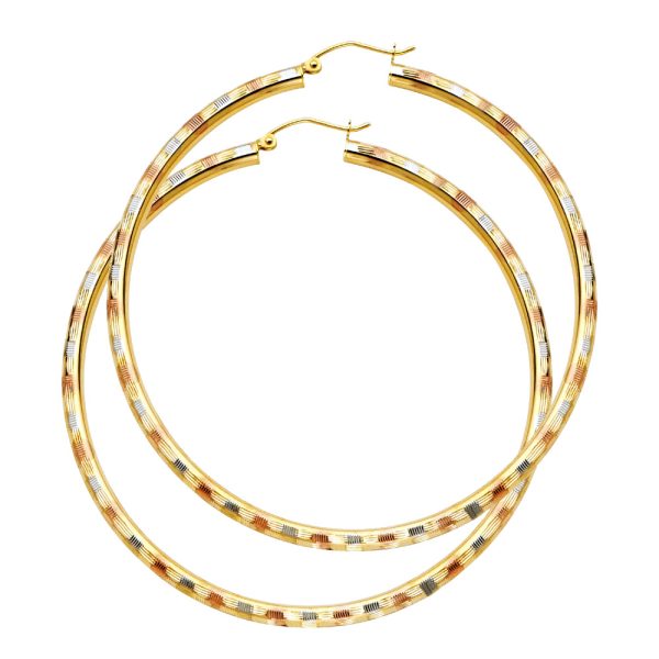 14K 3C 3mm DC Hoop Earrings