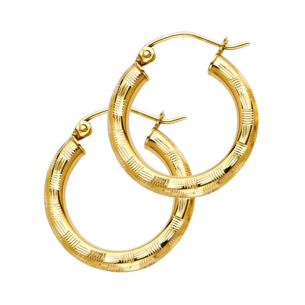 14KY 3mm DC Hoop Earrings