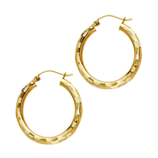 14KY 3mm DC Hoop Earrings