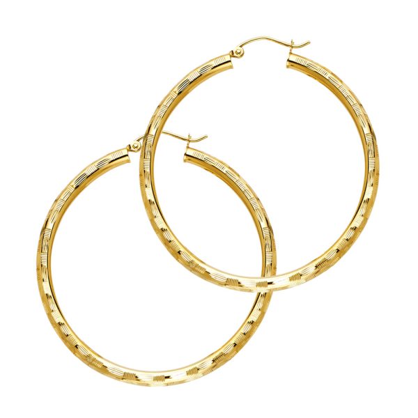 14KY 3mm DC Hoop Earrings