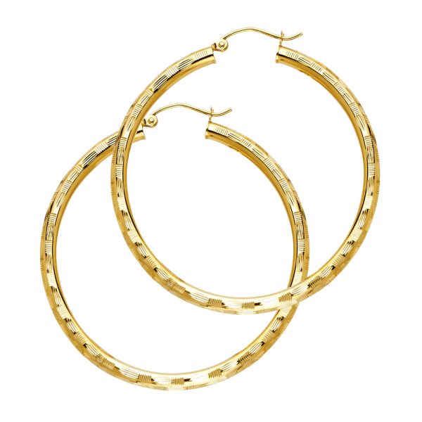 14KY 3mm DC Hoop Earrings