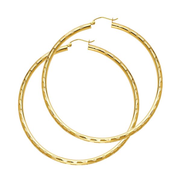 14KY 3mm DC Hoop Earrings