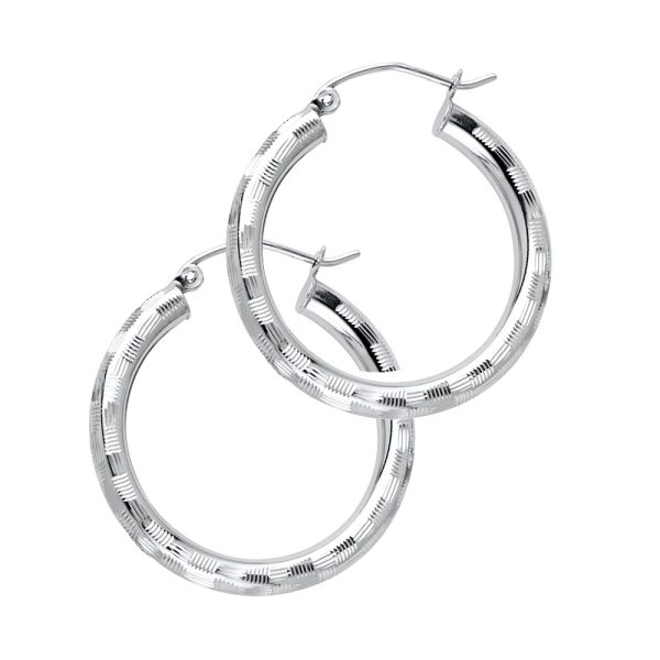 14KW 3mm DC Hoop Earrings