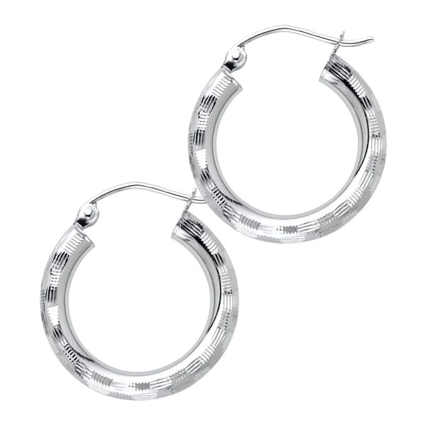 14KW 3mm DC Hoop Earrings