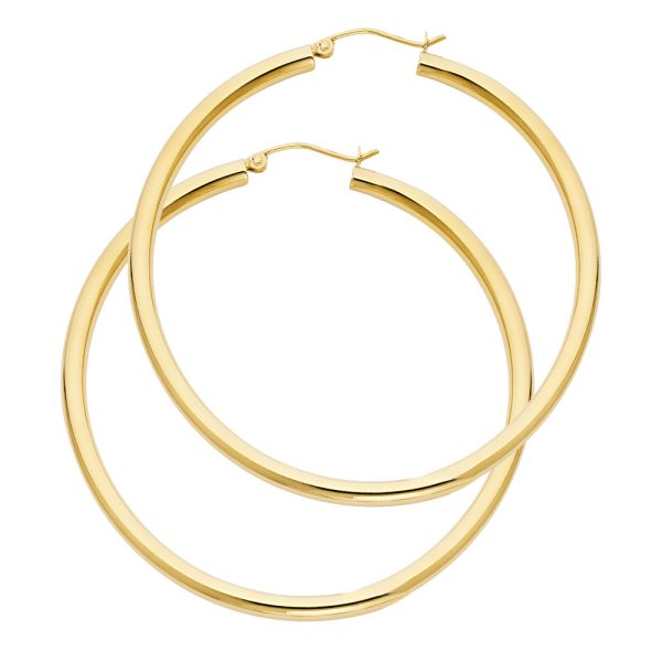 14KY 3mm Plain Hoop Earrings