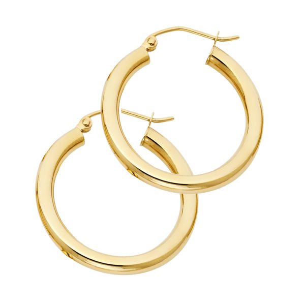 14KY 3mm Plain Hoop Earrings