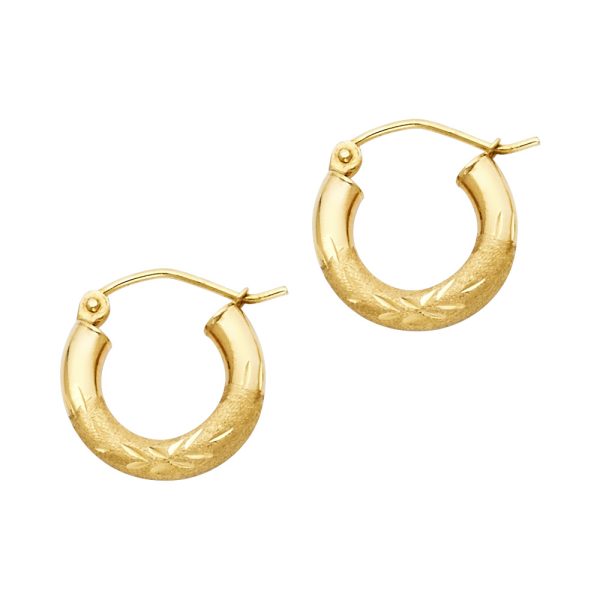 14KY 3mm Budded DC Hoop Earrings