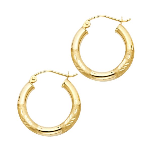 14KY 3mm Budded DC Hoop Earrings