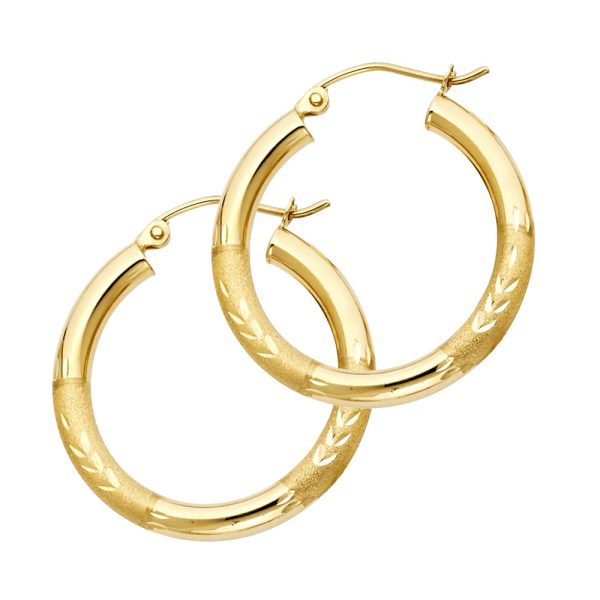 14KY 3mm Budded DC Hoop Earrings