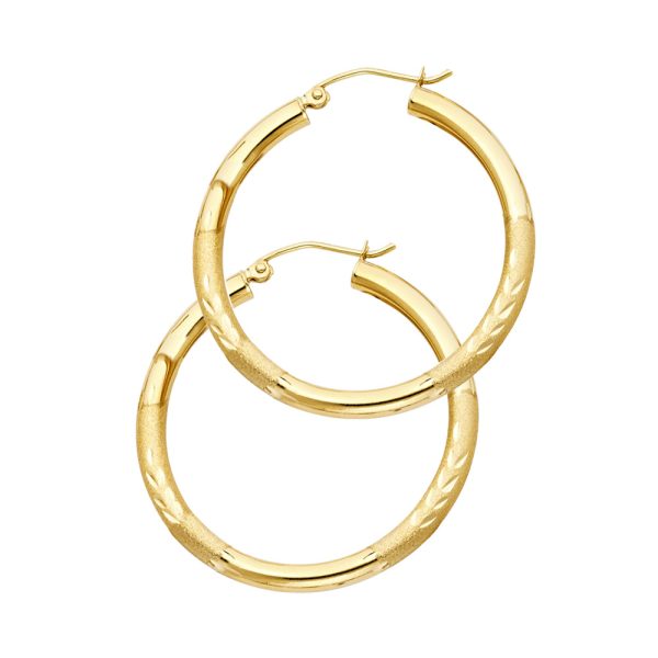 14KY 3mm Budded DC Hoop Earrings