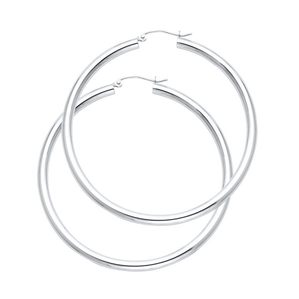 14KW 3mm Plain Hoop Earrings