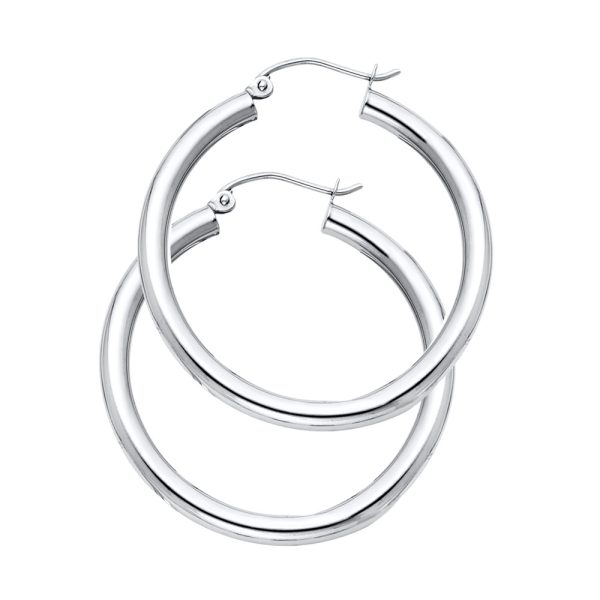 14KW 3mm Plain Hoop Earrings