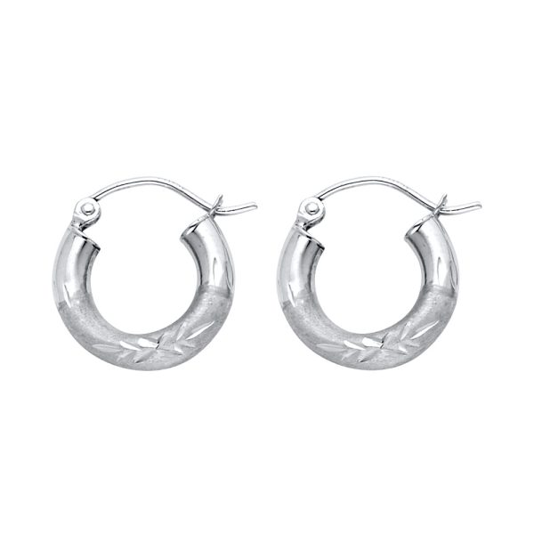 14KW 3mm Budded DC Hoop Earrings