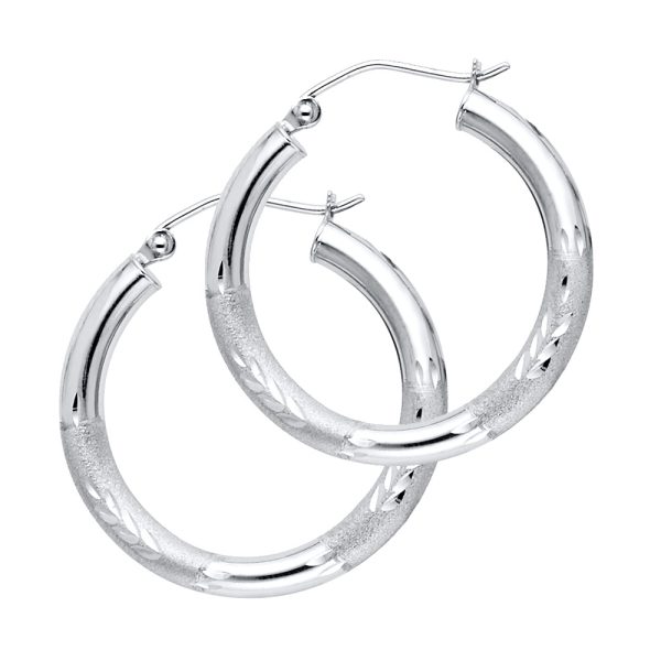 14KW 3mm Budded DC Hoop Earrings