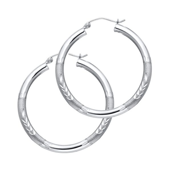 14KW 3mm Budded DC Hoop Earrings