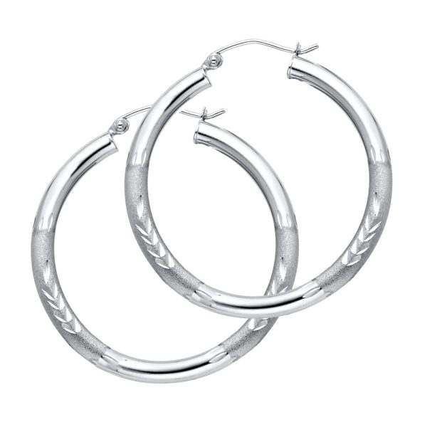 14KW 3mm Budded DC Hoop Earrings