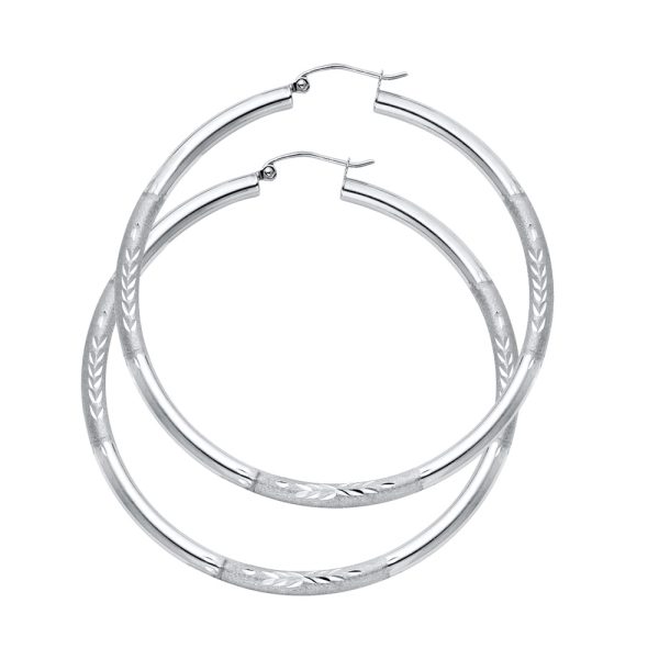 14KW 3mm Budded DC Hoop Earrings