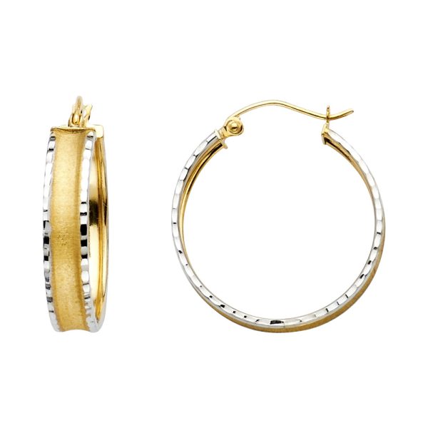 14K 2T Fancy Hoop Earrings