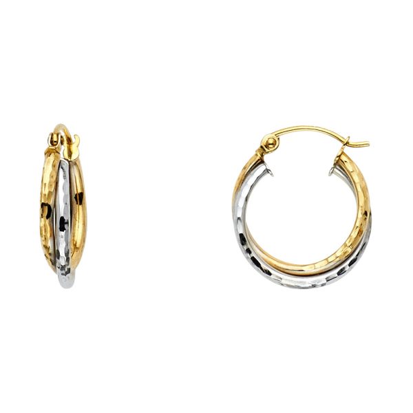 14K 2T 3 Line Braided Hoop Earrings