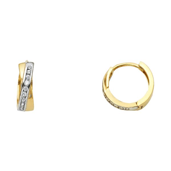 14K 2T CZ Huggies Earrings