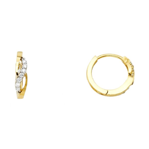 14K 2T CZ Huggies Earrings